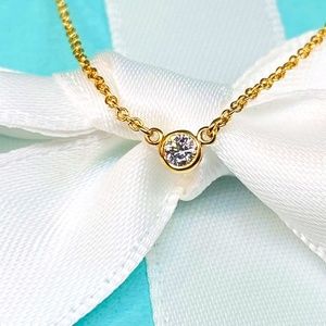 Tiffany & Co Elsa Peretti Diamonds by the Yard Yellow 18k Gold Necklace .05ct